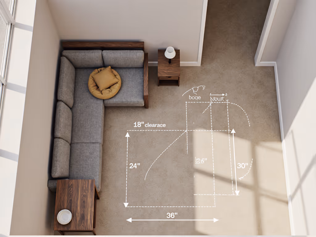 dog_bed_placement_in_small_living_room_with_dimension_callouts