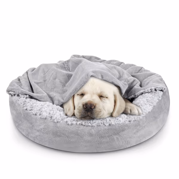 JOEJOY Hooded Donut Calming Dog Bed
